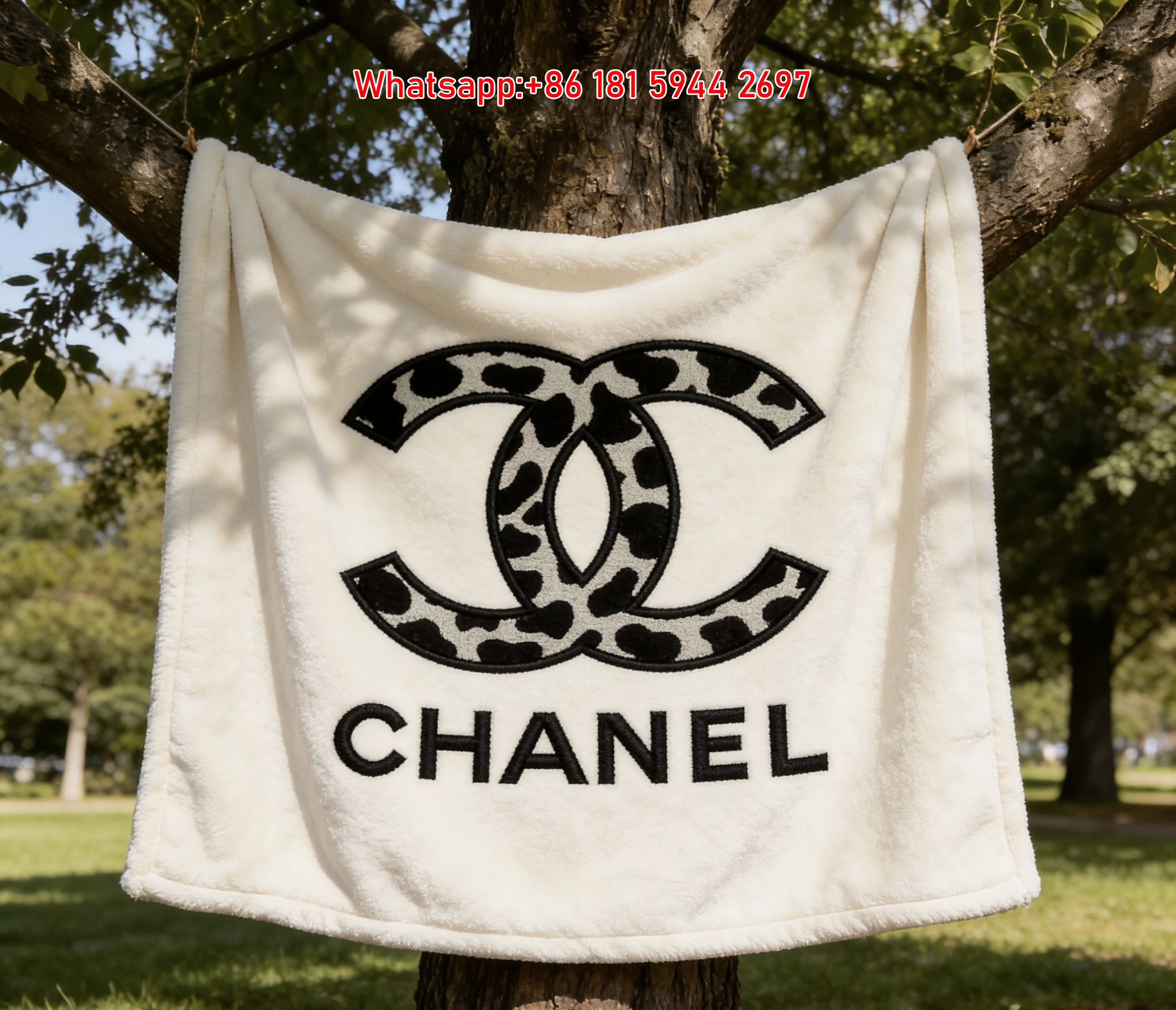 Chanel Leopard Print CC Logo Flannel Throw Blanket IMG_6685